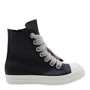 Rick Owens High-Top Black Leather Sneakers - NWT